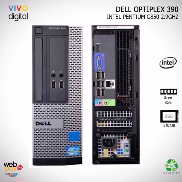 PC DELL OPTIPLEX 390 | USADO | 8gb Ram | PENTIUM G850 2.9Ghz | 240GB SSD Alta Velocidad