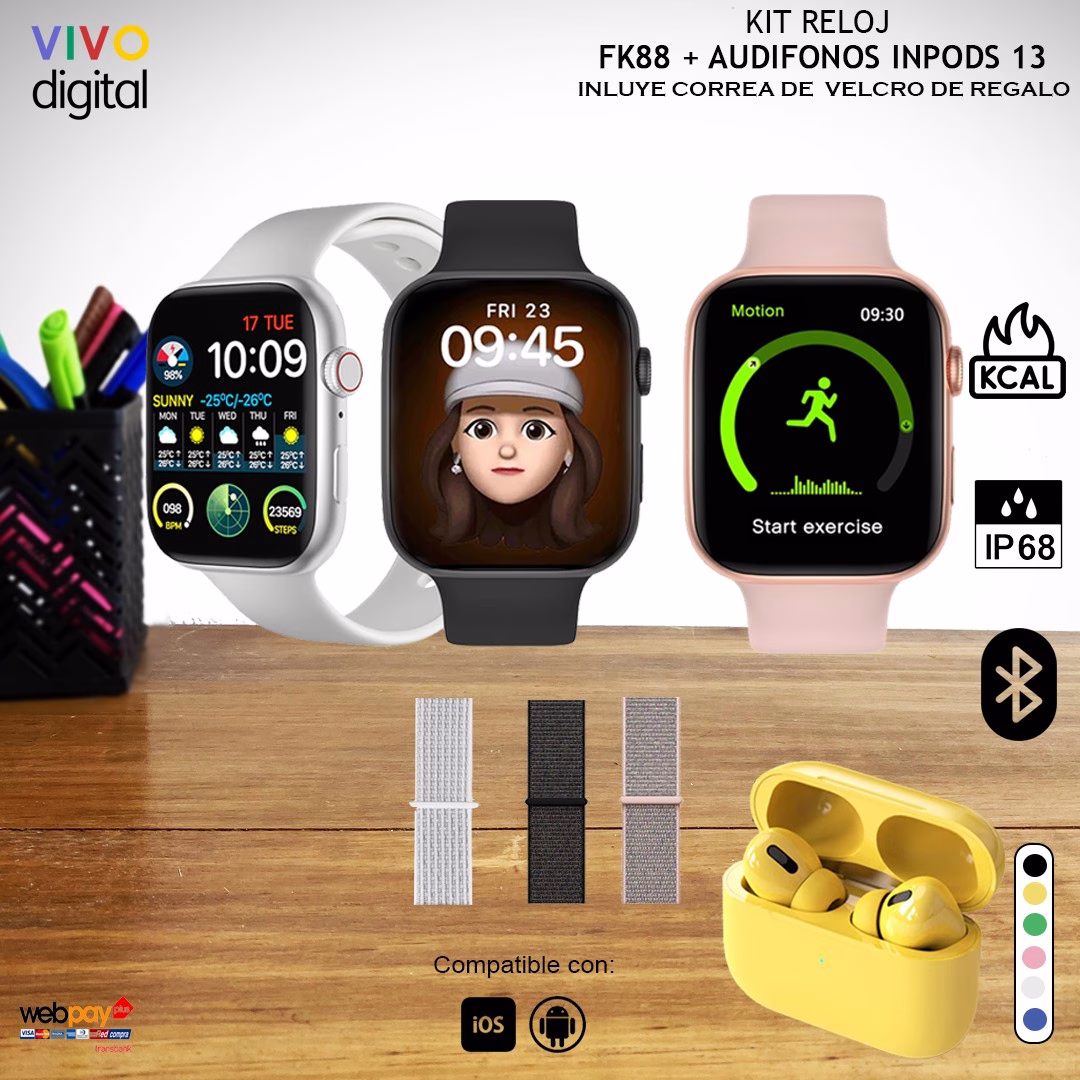 Kit Smartwatch FK88 Kit Smartwatch FK88 + Inpods 13