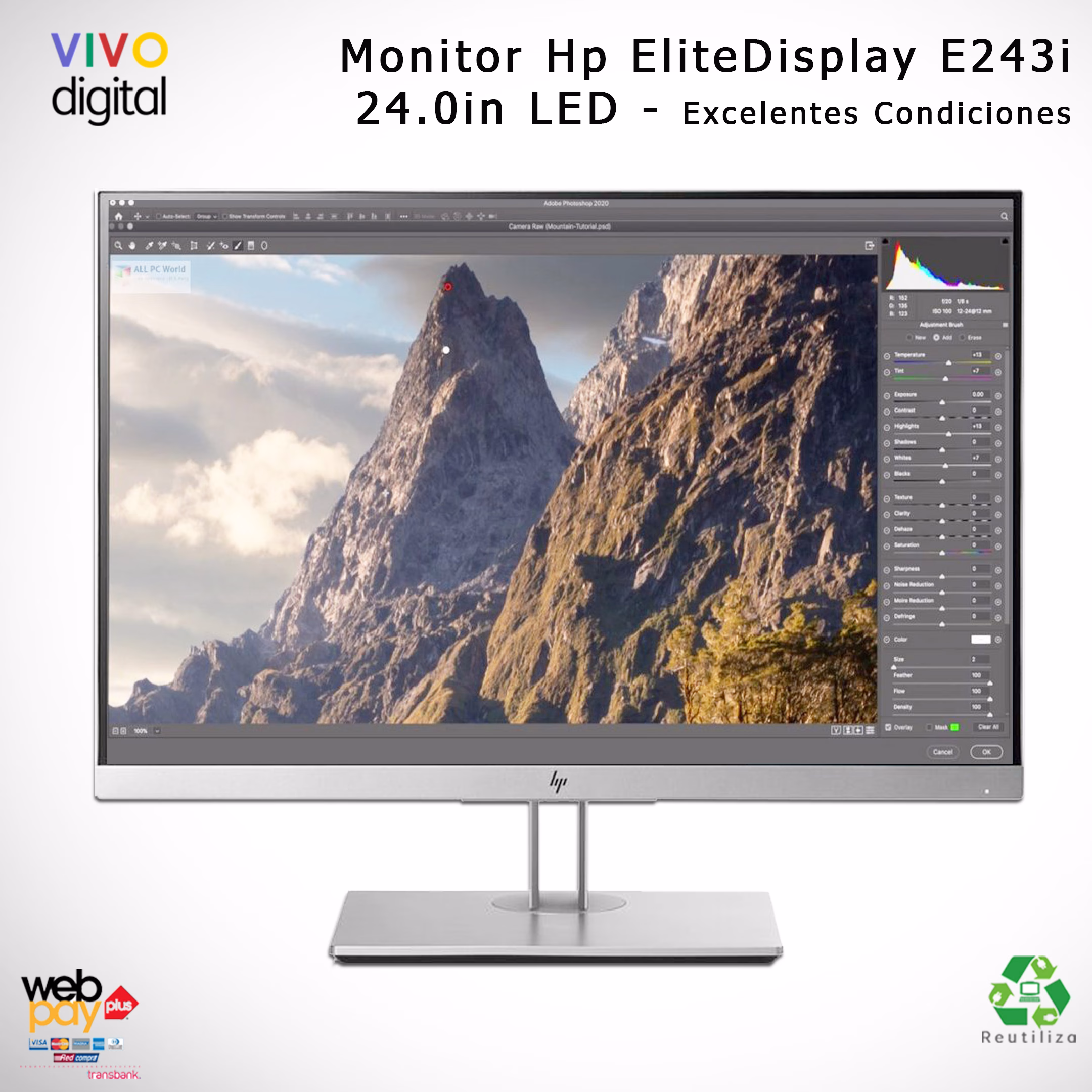 Monitor Hp EliteDisplay E243i 24in LED Monitor Hp EliteDisplay E243i 24.0in LED / Reacondicionado - Excelente estado - Imagen 1