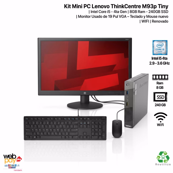 Kit-PC-Lenovo-ThinkCentre-M93p-Tiny-i5-4ta-Monitor-19-pulgadas
