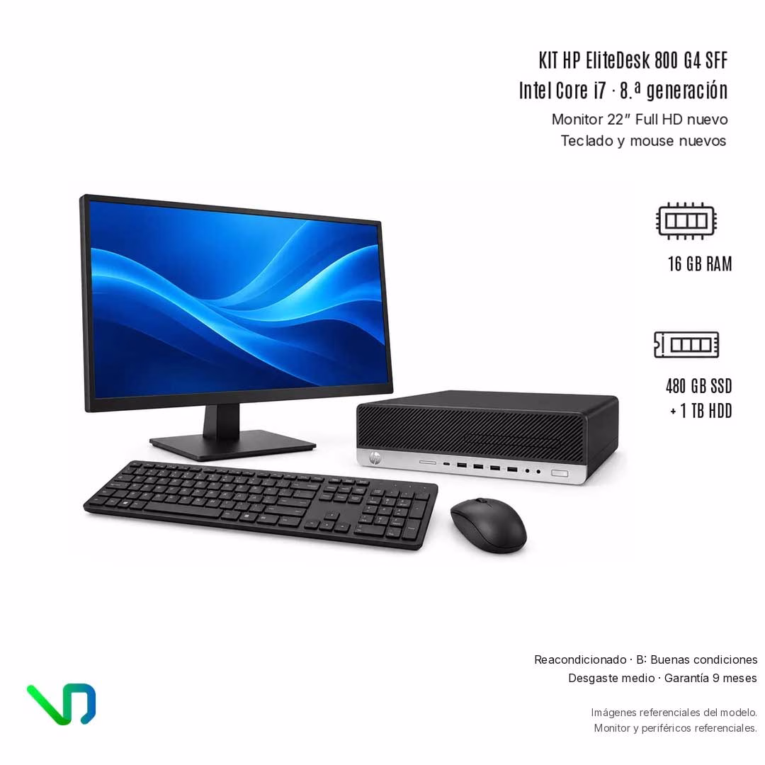 Kit-Computacional-PC-HP-EliteDesk-800-G4-SFF-Core-i7-8va-Gen-16GB-RAM-480GB-SSD-1TB-HDD-Reacondicionado-Monitor-22-Pulgadas-Full-HD-Nuevo-Teclado-y-Mouse-Nuevos-1-(1) Kit computacional HP EliteDesk 800 G4 SFF - Intel Core i7 de 8.ª Gen | 16 GB RAM - SSD 480 GB + HDD 1 TB | PC reacondicionado + monitor de 22 pul Full HD nuevo + Teclado y mouse - Imagen 1