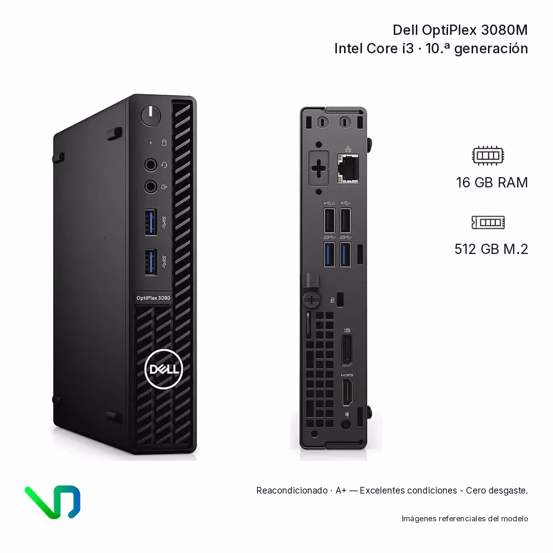 Mini-PC-Dell-OptiPlex-3080M-Intel-Core-i3-10ma-Gen-16GB-RAM-512GB-M-2-Reacondicionado-Condicion-estetica-A-4 Mini PC Dell OptiPlex 3080M - Intel Core i3 de 10ma Gen | 16 GB RAM | 512 GB M.2 | Reacondicionado | Condición estética A+ - Imagen 1